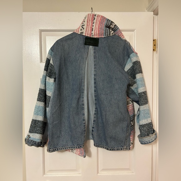 Upcycled Jean and Cotton Poncho Jacket - Picture 5 of 8